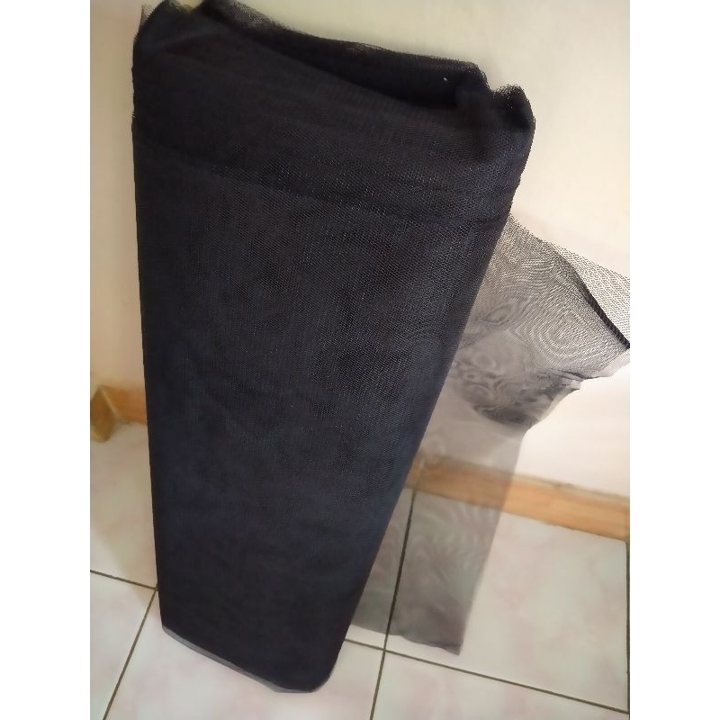 KAIN TILE KAKU KASAR PENGEMBANG PETTICOAT HITAM MURAH METERAN