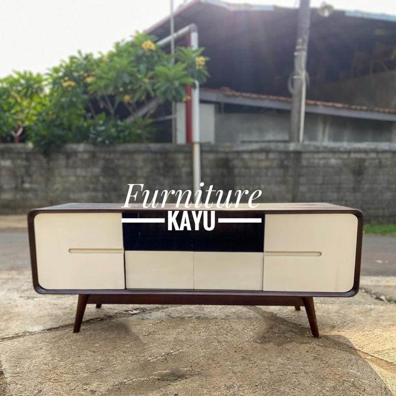 Bufet tv retro minimalis kayu jati, bufet retro kayu jati, meja tv retro kayu jati, meja tv