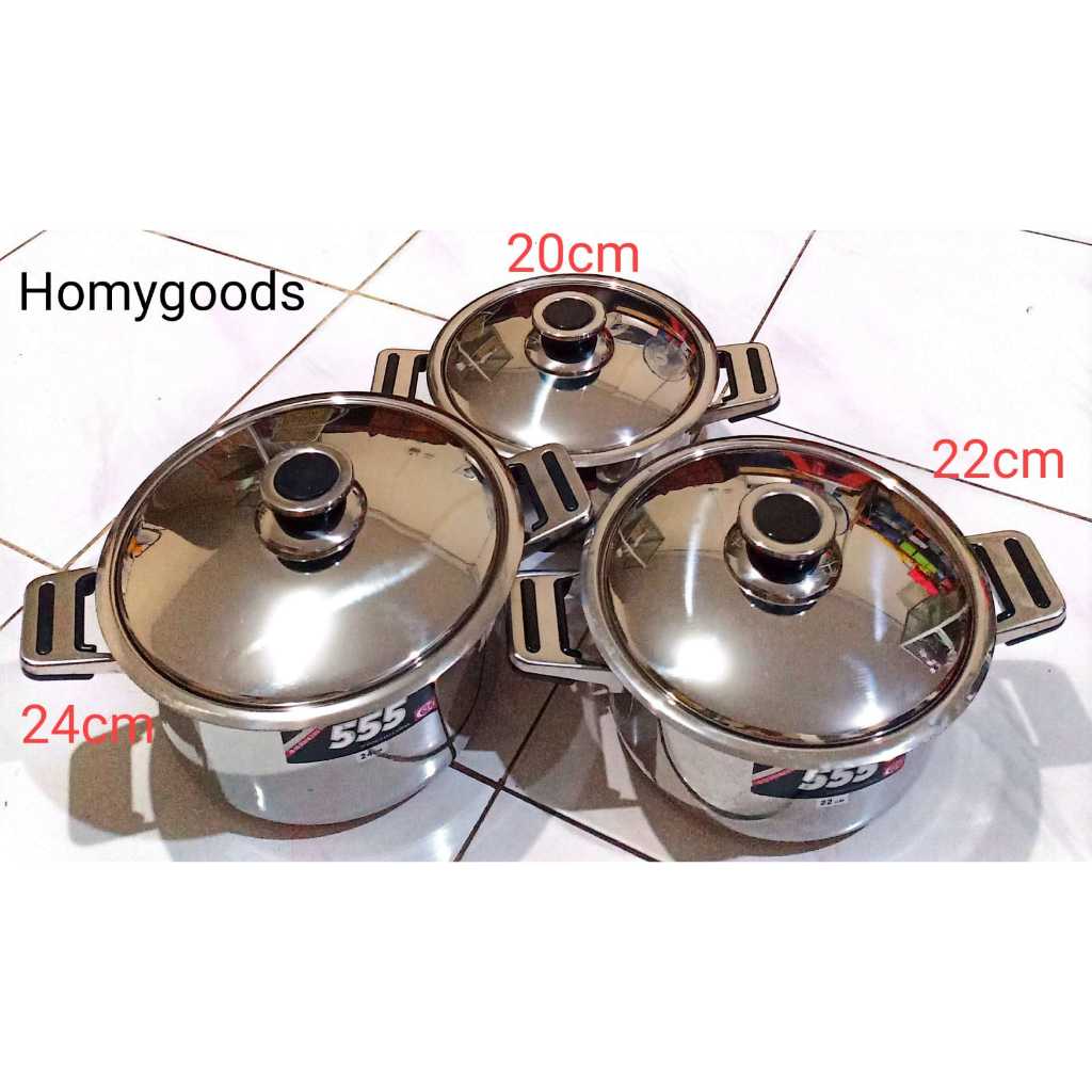 555 Panci Sup + tutup Stainless steel TEBAL / Soup Pot + tutup stainless steel TEBAL 555
