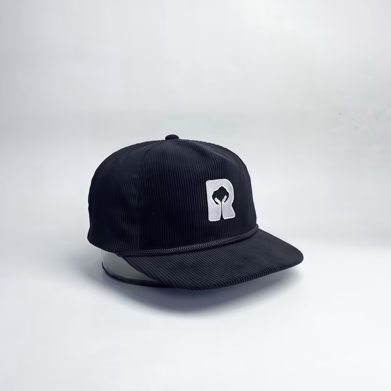Hirori.co - Topi Rope Hat Pria Bahan Corduroy Premium Logo Bordir - Rope Hat Corduroy Hitam