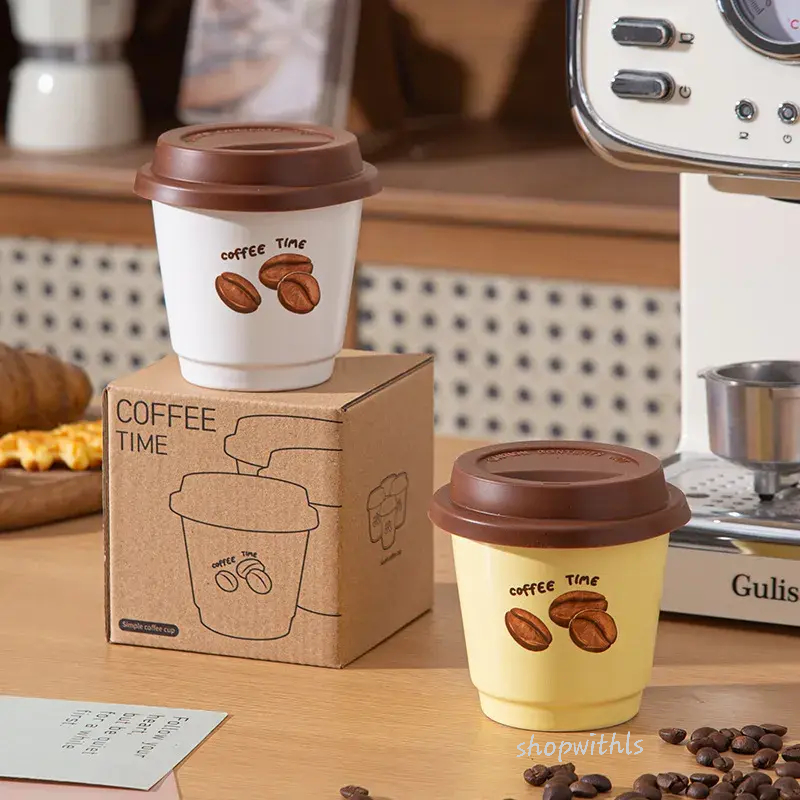 COFFEE TIME CUP (CERAMIC) 225 ML / Gelas Kopi Estetik/Gelas Keramik Estetik/Aesthetic Glass/Home Caf