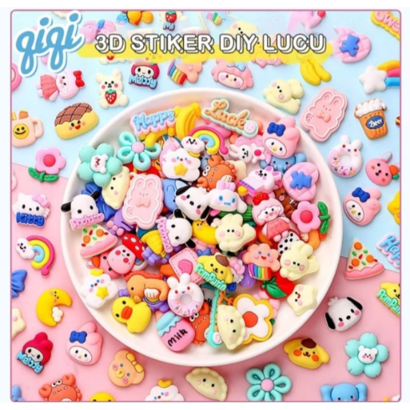 

[Aesthetic by fss.id] stiker 3D kartun lucu/sticker tumblr bahan karet isi 4pcs random