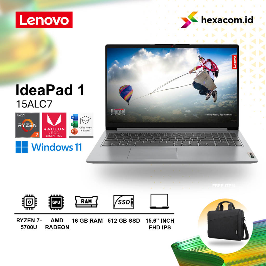 LENOVO Ideapad 1 15ALC7 Ryzen 7 5700U 16GB 512GB 15.6" FHD Win11