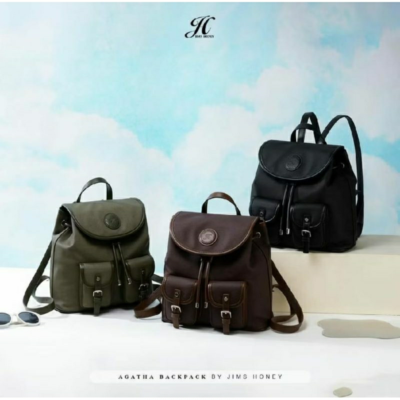 Jims Honey Agatha Backpack Tas Ransel Tas Punggung Wanita Cewek Tas Kuliah Kerja Kantor Import Murah