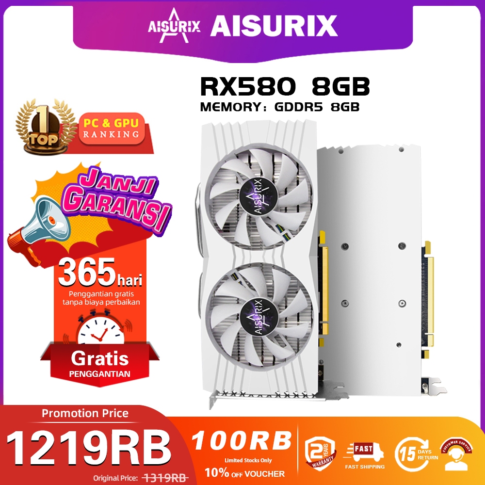 AISURIX RX580 8GB Batu ruby VGA card GDDR5 HDMI 256BIT 2048SP RX580 VGA