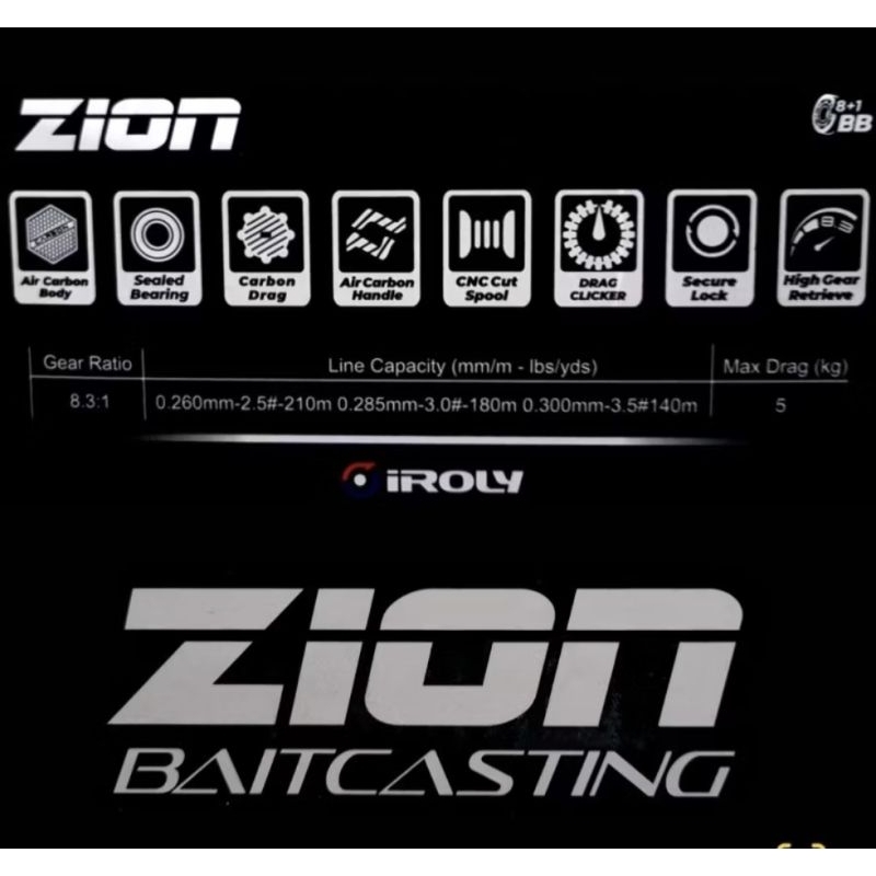 Reel BC IROLY ZION Saltwater Resistant Body Carbon