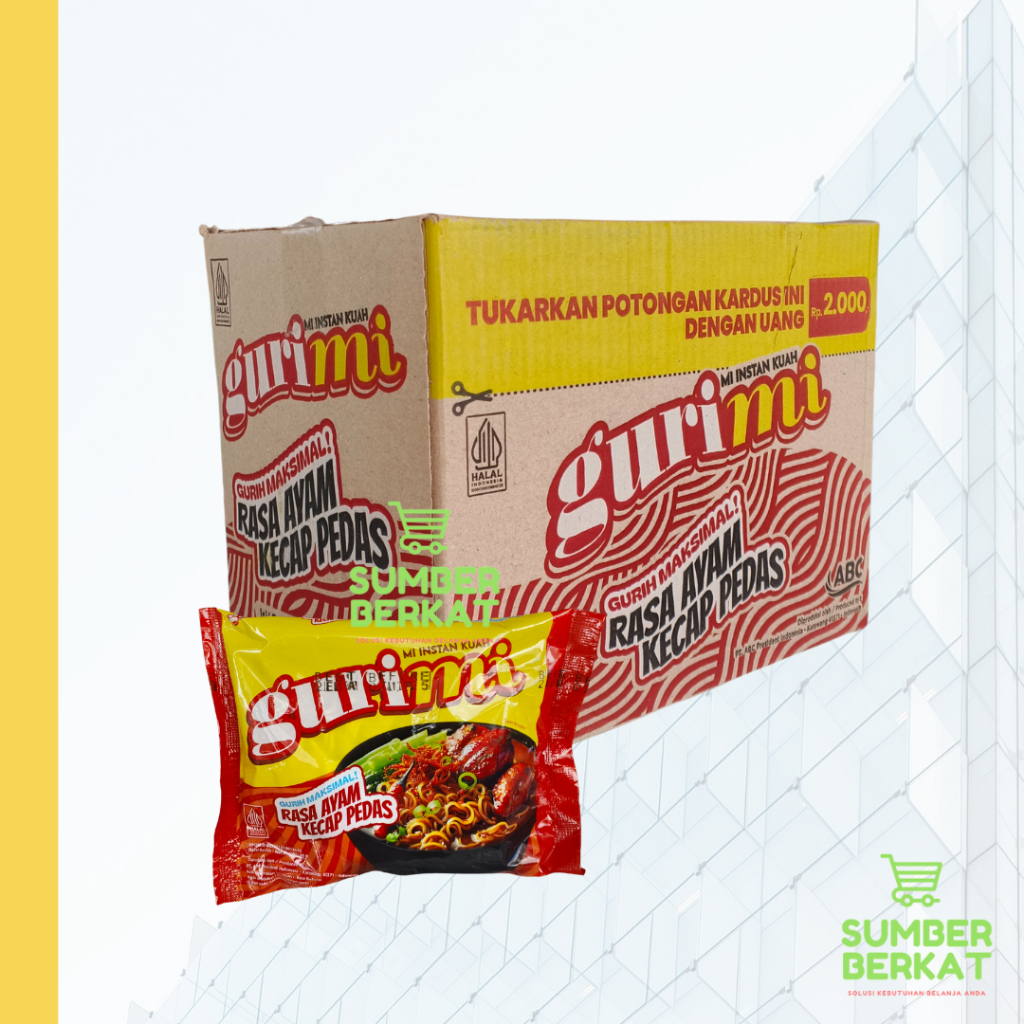 

GURIMI MI INSTAN RASA AYAM KECAP PEDAS DAN KALDU AYAM 1 DUS ISI 40 X 60 Gram