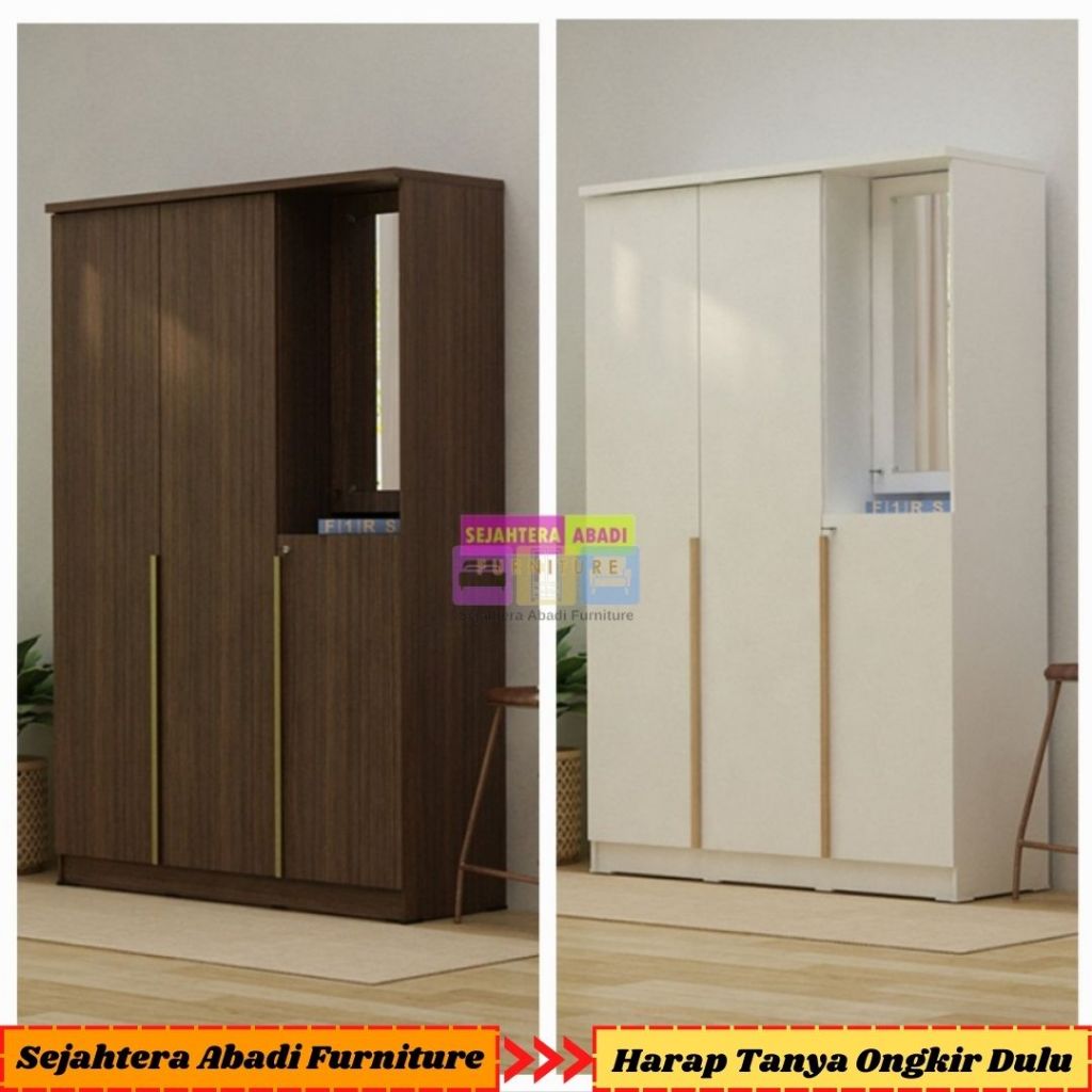 prodesign lemari pakaian 3 pintu cermin yano wdd3 metropolis lemari baju lemari cermin masuk lemari 
