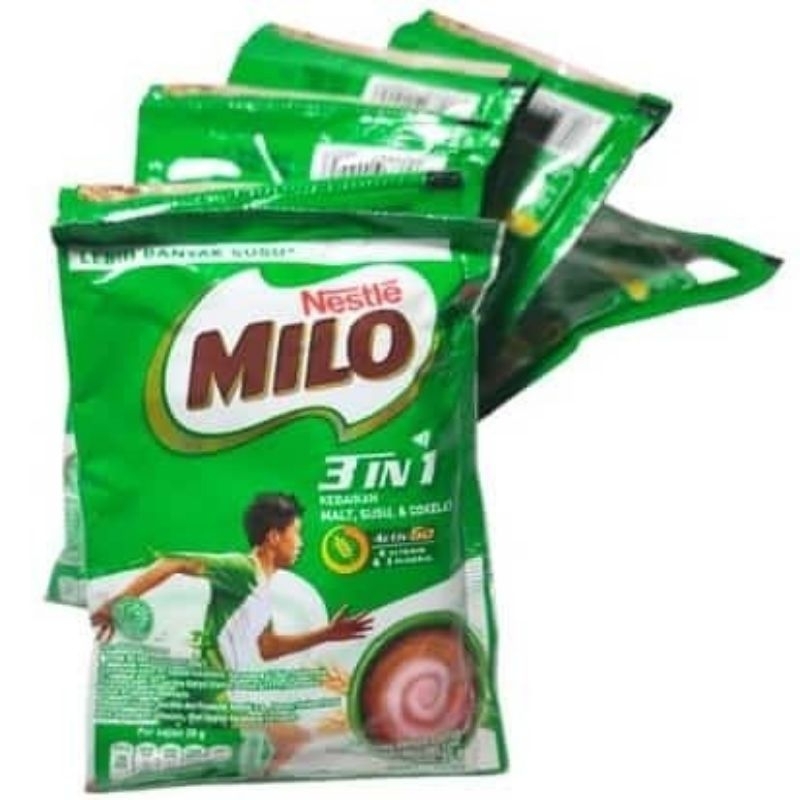 

Susu Bubuk Nestle Milo 3in1 renteng renceng 10 sachet Minuman Serbuk Cokelat Coklat