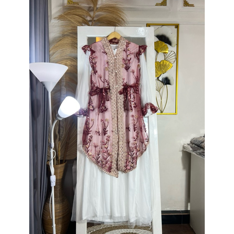 Dress Tile Mix Brokat Rompi Terpisah Model Busui