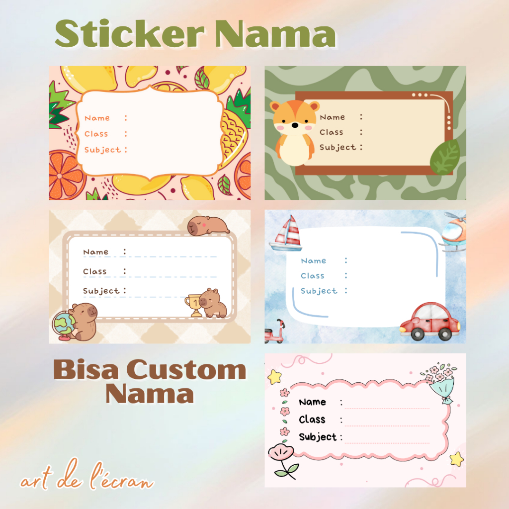 Sticker Mata Pelajaran Isi 21pcs Sticker Nama Buku Stiker Anak Sekolah Karakter Label Mapel SD Stick