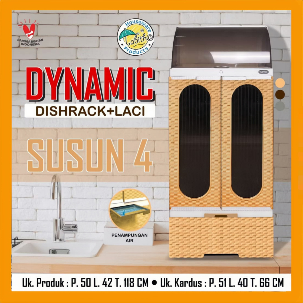 [COD] LEMARI RAK PIRING PLASTIK DISH RACK DYNAMIC TABITHA SUSUN 4 / RAK PIRING PLASTIK 4 SUSUN lemar
