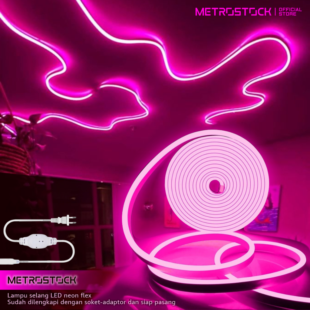 LAMPU LED NEON FLEX PINK 220V WATERPROOF LAMPU TEMPEL DINDING KAMAR TIDUR AESTHETIC LAMPU SELANG STR