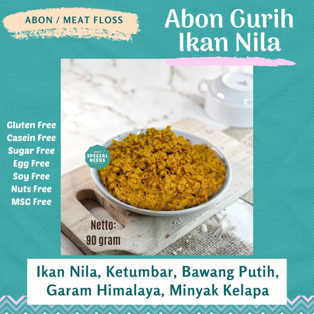 

Serbuk / Abon Gurih Nila Non MSG - Sugar Free, Gluten Free, Egg Free - Diet Special Needs
