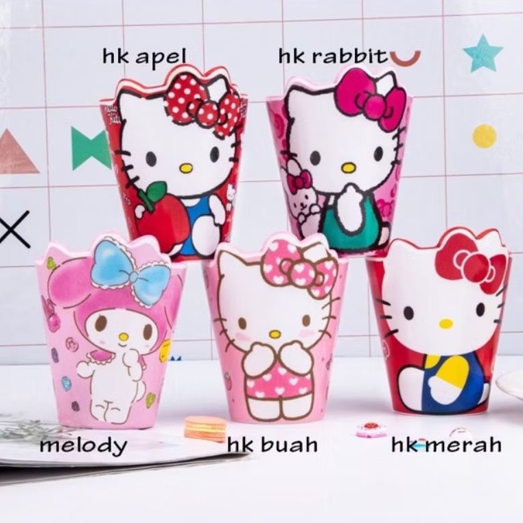 gelas anak karakter Cangkir Melamin lucu import hellokitty melody