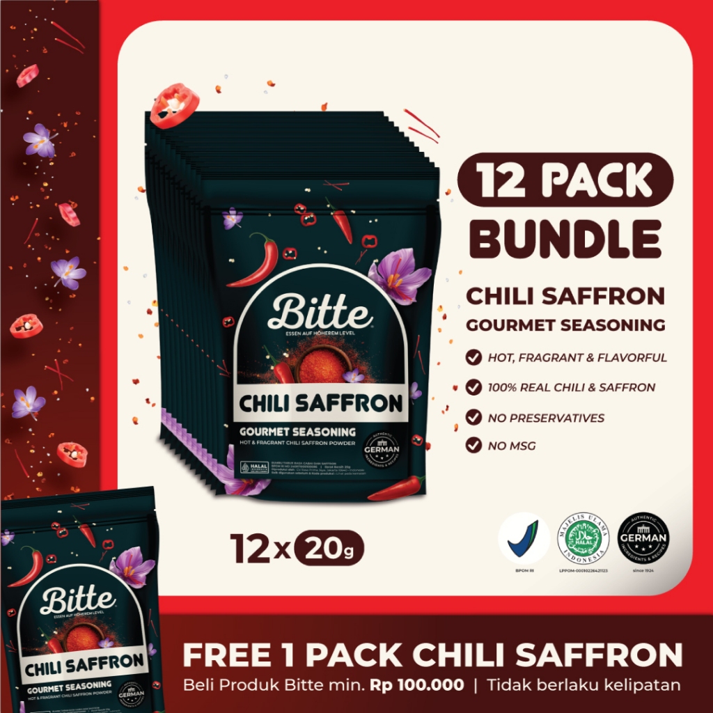 

BUNDLE 12 Chili Saffron Seasoning / Sambal Tabur Cabai Saffron - Bitte