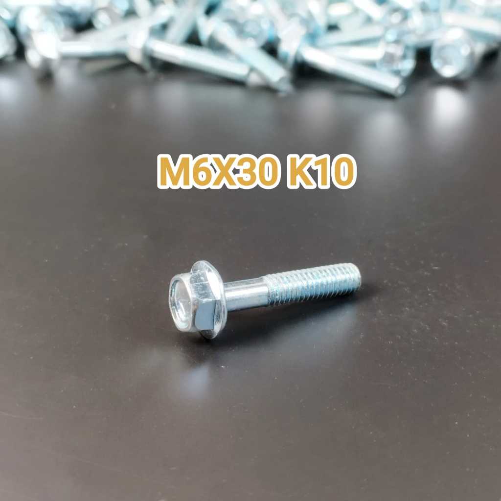 BAUT Flange Bolt M6X30 Kunci ( T10 ) Putih