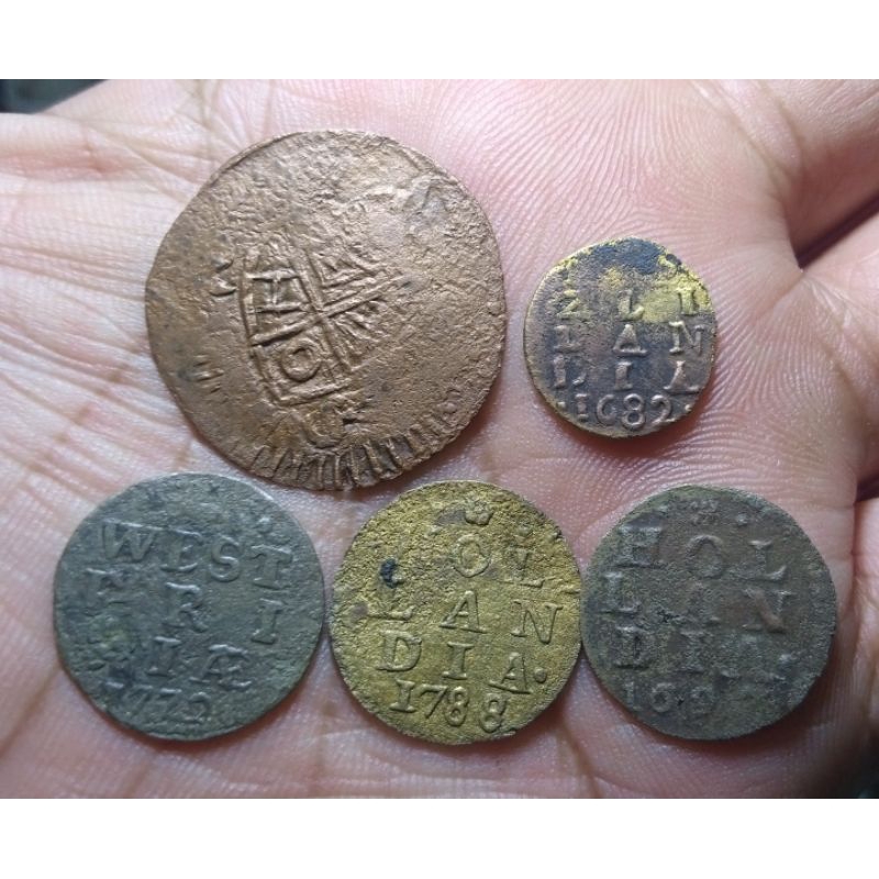 Koin Stuiver Old Fake Brass & Copper 5 Keping