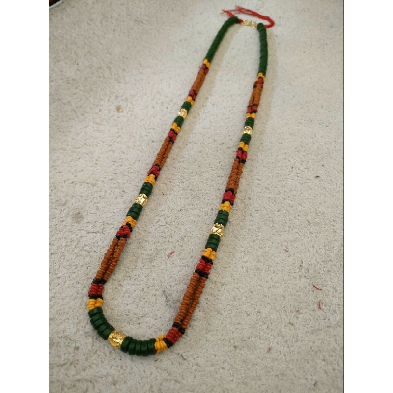 kalung Toraja : manik masak mix kata ukir kuningan dikrom emas