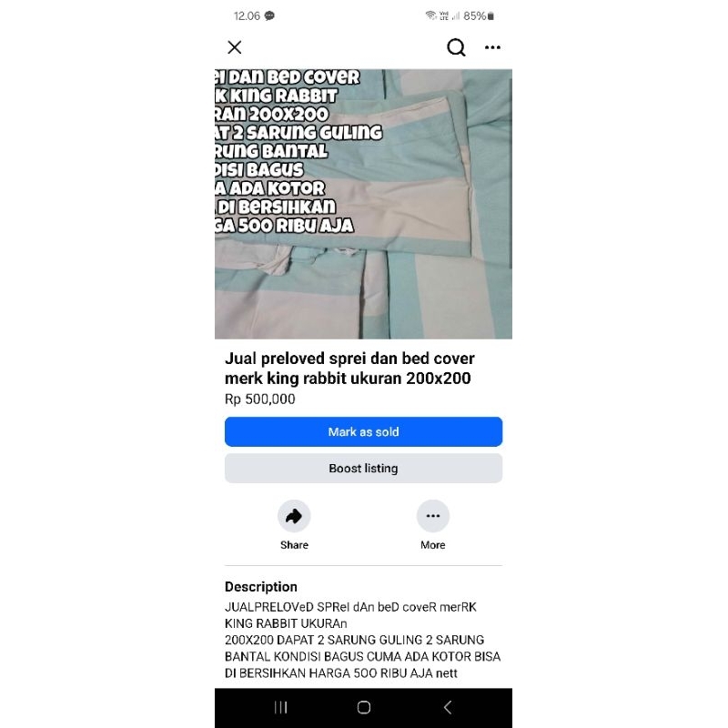 bed cover dan sprei 200x200 king rabbit