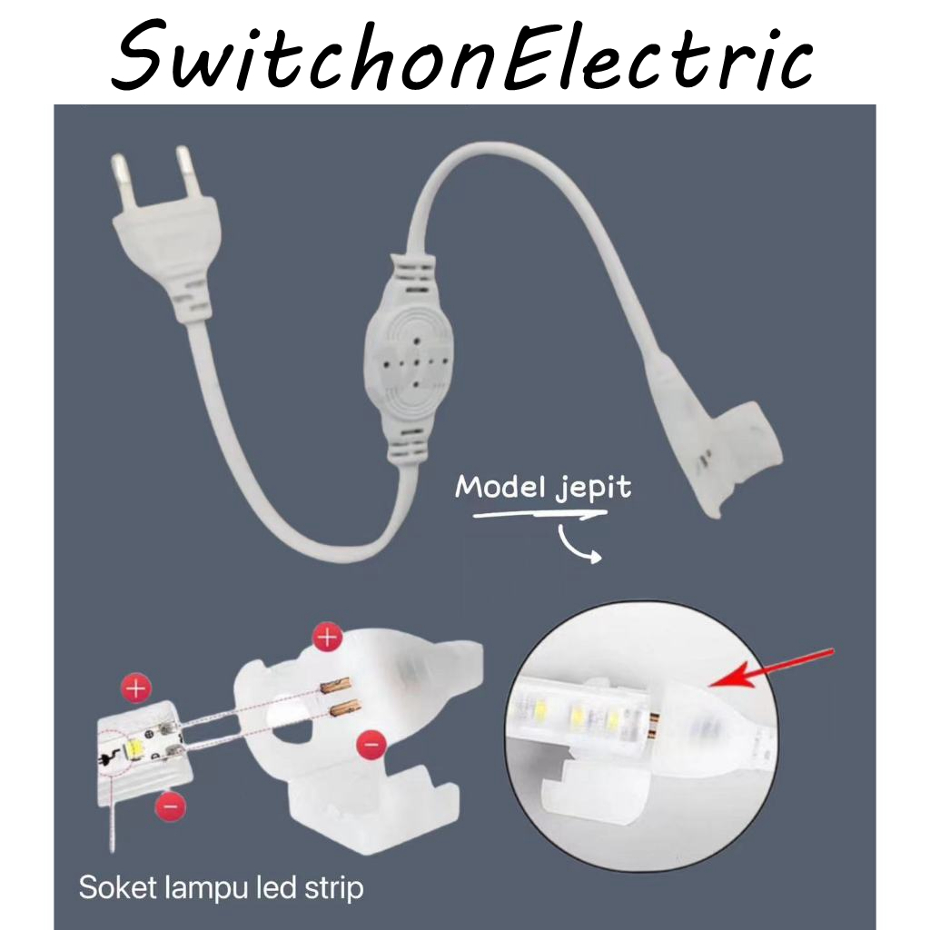 Adaptor LED 5050 220V - Soket & Kabel Colokan untuk Lampu LED Strip SMD 5050 - Hemat Daya & Awet