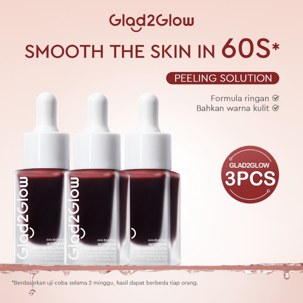 Peeling Serum Glad2Glow AHA BHA PHA Intensive Peeling Solution 15ml Serum G2G Exfoliasi Wajah Merah 