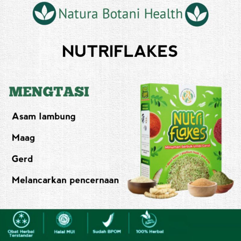 

NUTRIFLAKES Sereal Umbi Garut Mengatasi Asam Lambung Maag & Gerd Ampuh