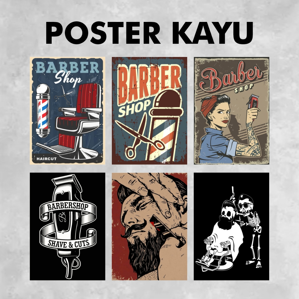 POSTER KAYU BARBERSHOP / POSTER KAYU / WALL DEKOR / HIASAN DINDING / BARBERSHOP
