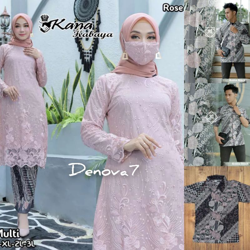 Couple Kebaya Keluarga Rose Gold dan Batik Modern