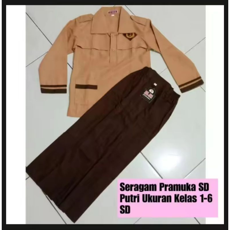 SETELAN SERAGAM SD PRAMUKA SIAGA PANJANG PUTRI