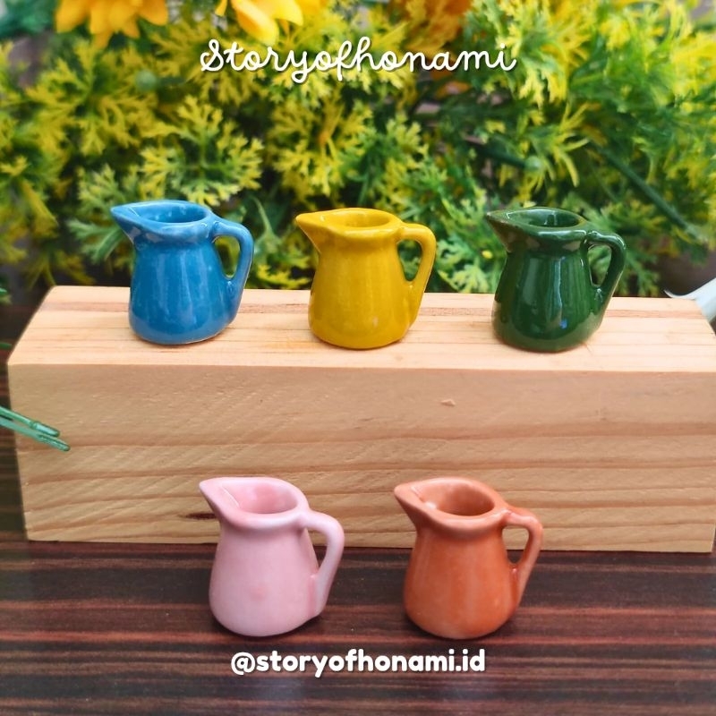 MINIATUR 1:12 TEKO AIR WARNA V2 (1.7 x 2 x 2.1 cm) KERAMIK TEH POLOS MINUMAN NENDOROID SHF FIGMA