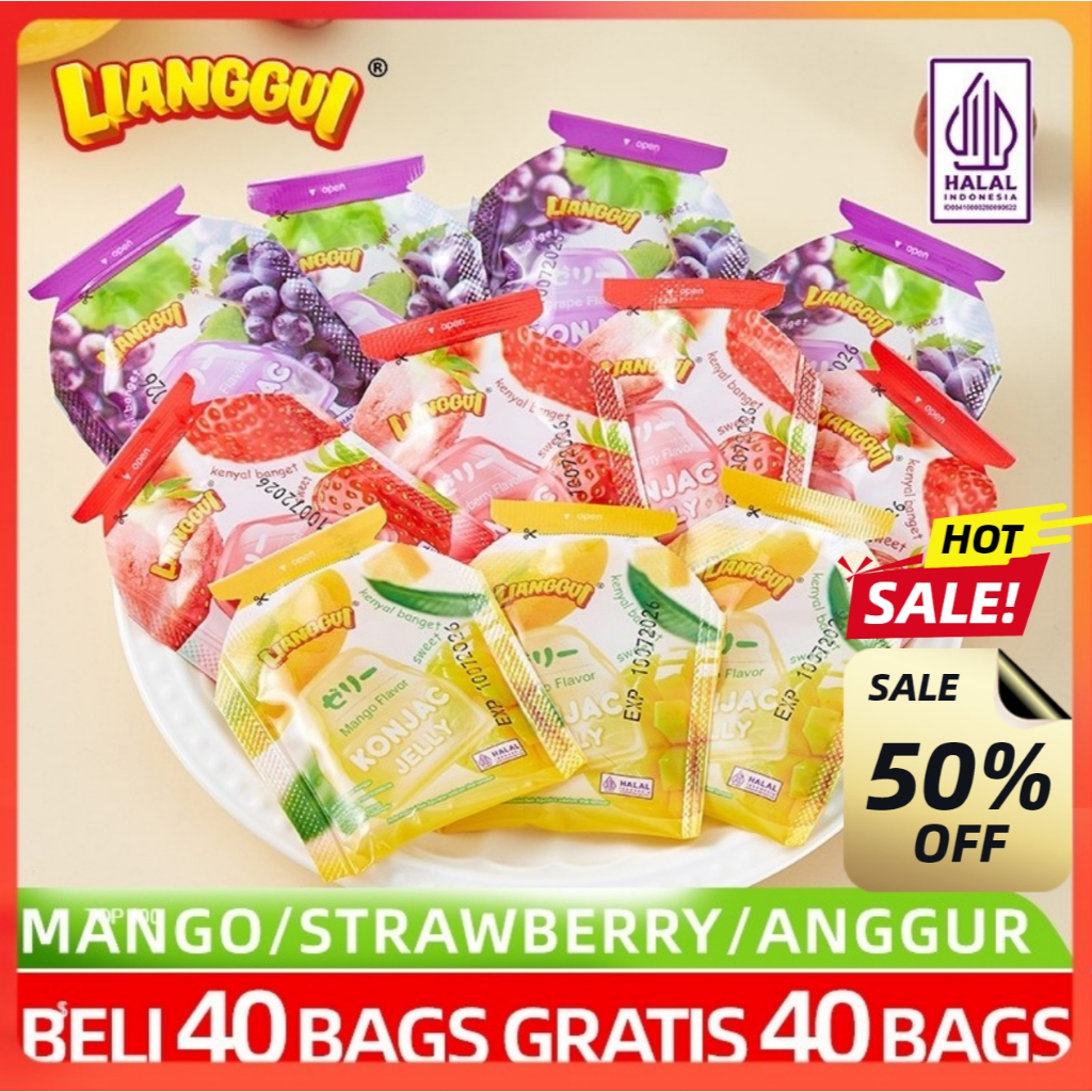 

[Hampers Candy/Gift]Lianggui Halal Jelly Konjac Kenyal & Segar Mangga Strawberry Anggur | Tanpa Rasa Bersalah | Enak & Sehat | Cocok untuk Diet & Snack Sehat | Cocok untuk Semua Usia | Cemilan Kue Lebaran
