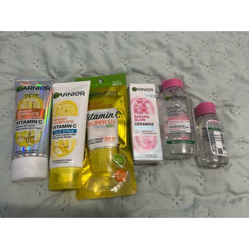 ORI 100% NEW Garnier Bright Complete Vit C Face Scrub, Serum Cleanser, Sunscreen, Glow Sakura Cerami