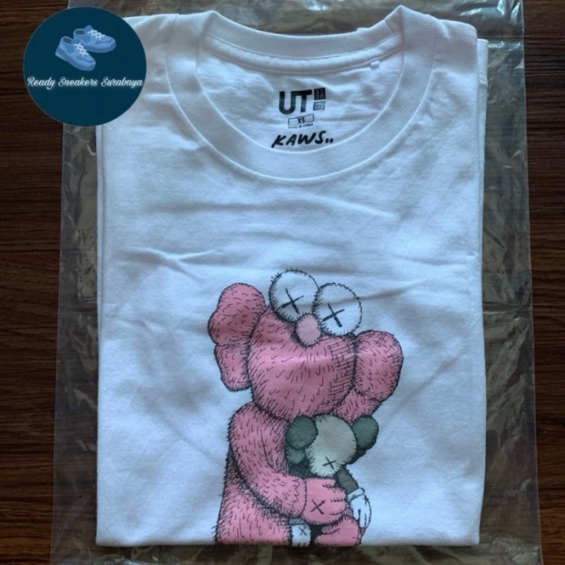 Kaos Uniqlo x Kaws Pink BFF White Original