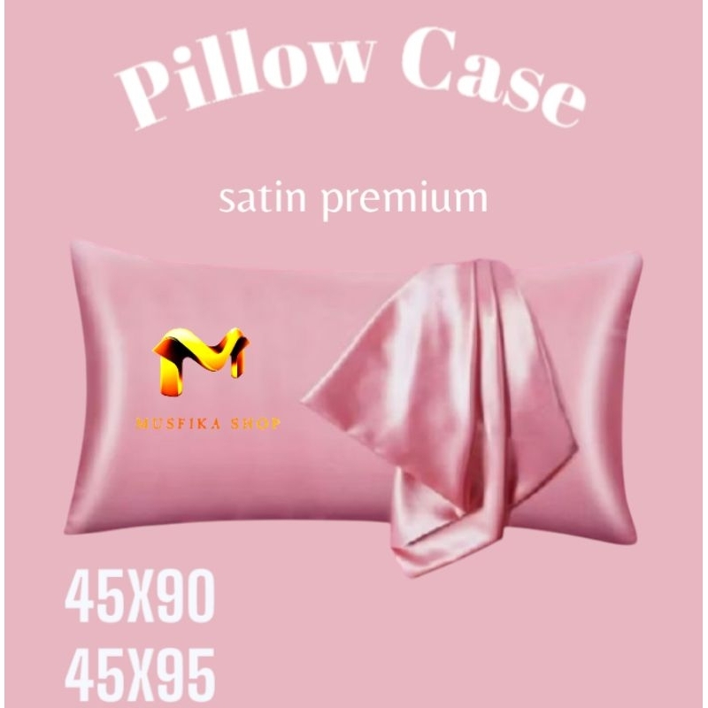 sarung bantal cinta 45x90  45x95 bahan satin polos jumbo bantal cinta besar varian warna bed hotel