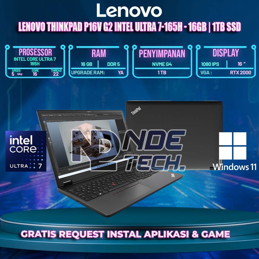 LENOVO Thinkpad P16v G2 Intel Ultra 7-165H