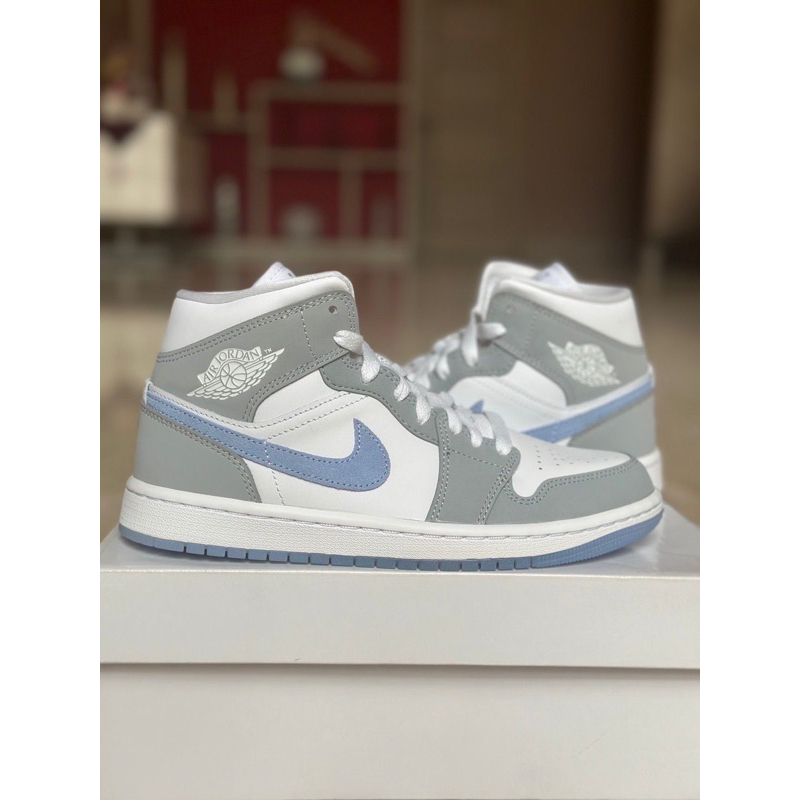 AIR JORDAN 1 MID WOLF GREY ALUMINIUM