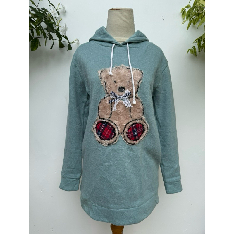 Hoodie teddy bear biru
