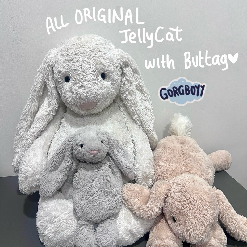 JellyCat Bunny Original With Buttag