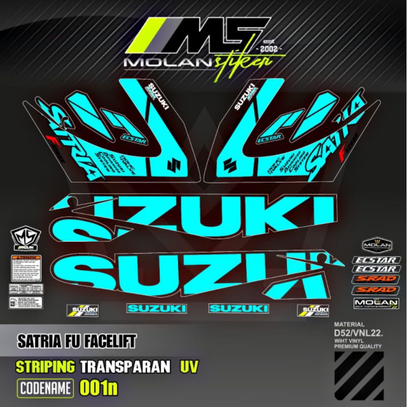 Decal Sticker Striping Variasi Transparan Uv Satria Fu Facelift Livery Ecstar Raider R 150 Suzuki Sa