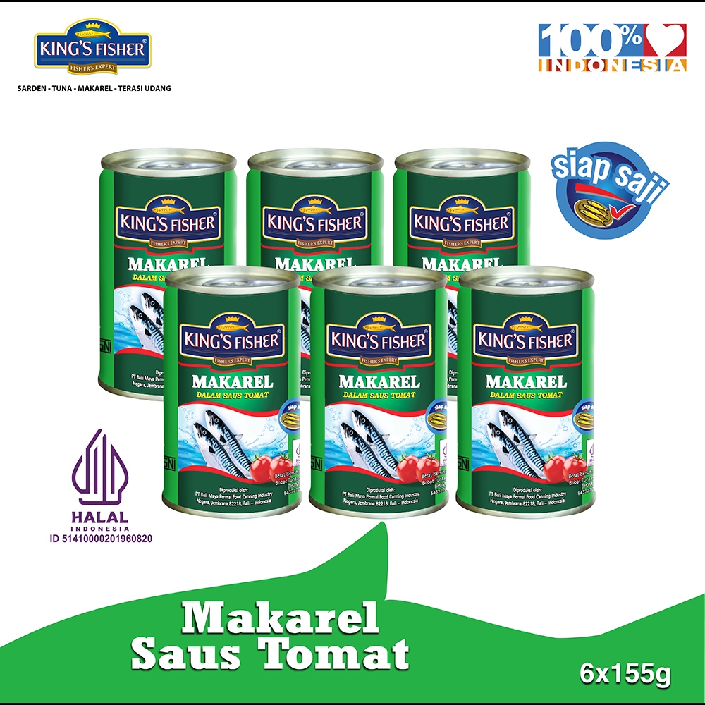 

King's Fisher Paket 6 pcs makarel mini saus Tomat Makanan Kaleng 155 gr