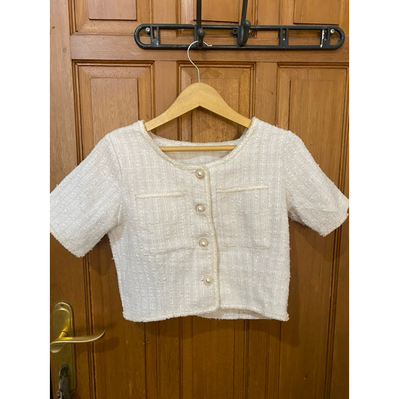 tweed crop top blazer