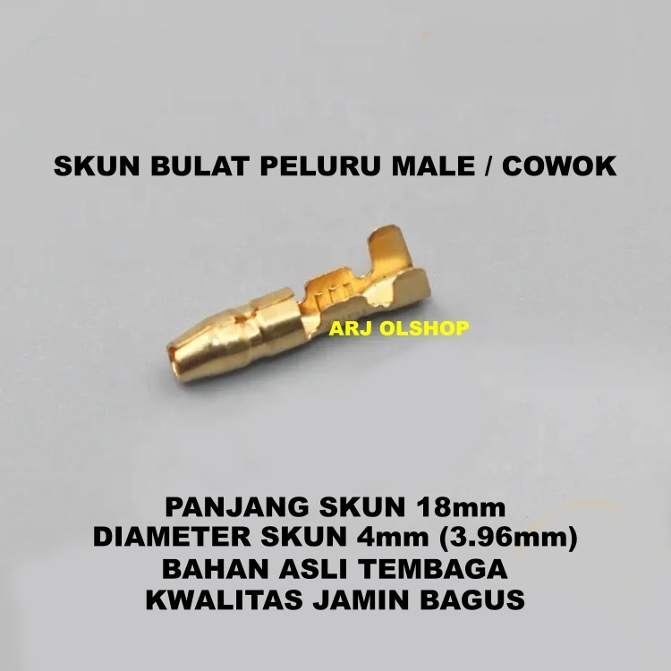 SKUN BULAT MALE COWOK/ TERMINAL SKUN BULAT COWOK/ TERMINAL SKUN PENYAMBUNG KABEL/ SKUN MOTOR MOBIL/ 