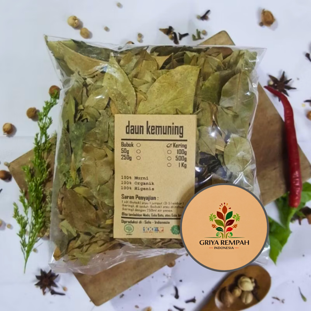 

DAUN KEMUNING KERING 500 GRAM Rempah Herbal Simplisia Alami Simplisia Kesehatan Pelangsing Detox Ramuan Jamu Tradisional Murraya paniculata