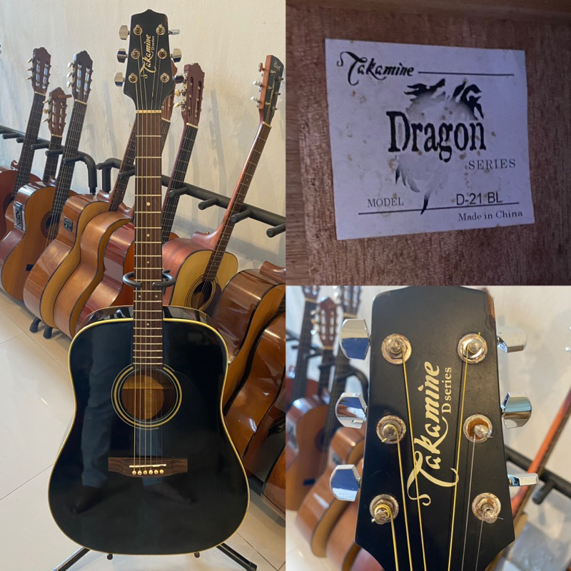GITAR AKUSTIK SECOND ORIGINAL TAKAMINE DRAGON SERIES D-21 BL