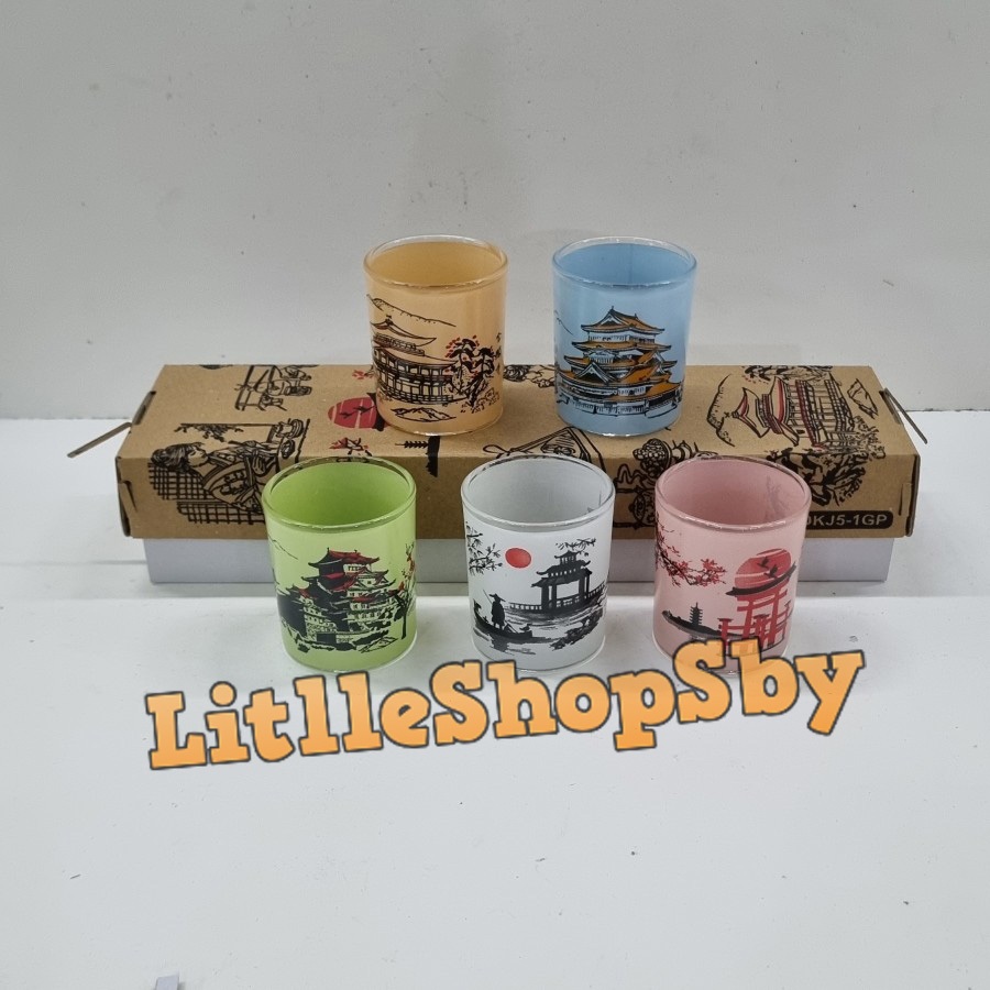 Gelas Wine / Gelas Sloki / Shot Glass Motif Jepang Seri 2 Kaca Isi 5