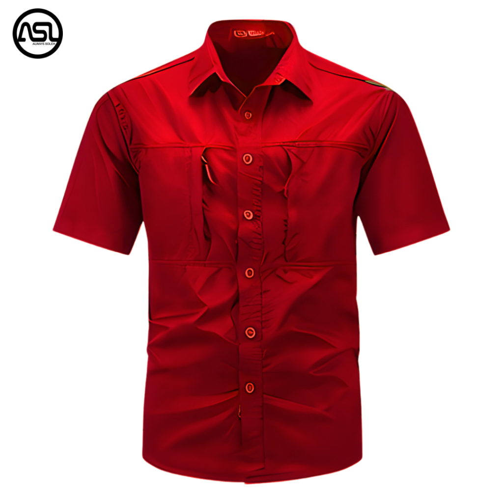 Kemeja Tactical Merah / Kemeja Tactical Pria / Kemeja Pria / Kemeja / Kemeja Tactical Lengan Pendek 