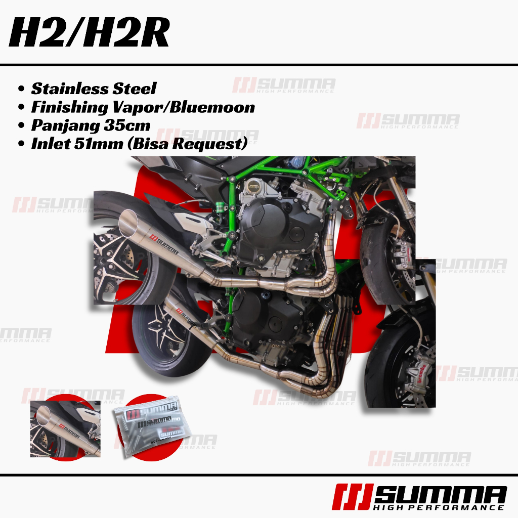 Knalpot Kawasaki Ninja H2 H2R Full System Bluemoon Sandblast Big Volume Racing Original Summa Exhaus