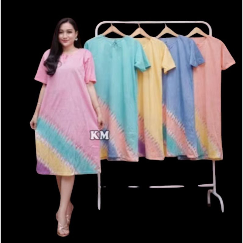 Daster kaos tali murah motif Tiedye Lengan pendek Daster kaos wanita dewasa non busui Dres wanita
