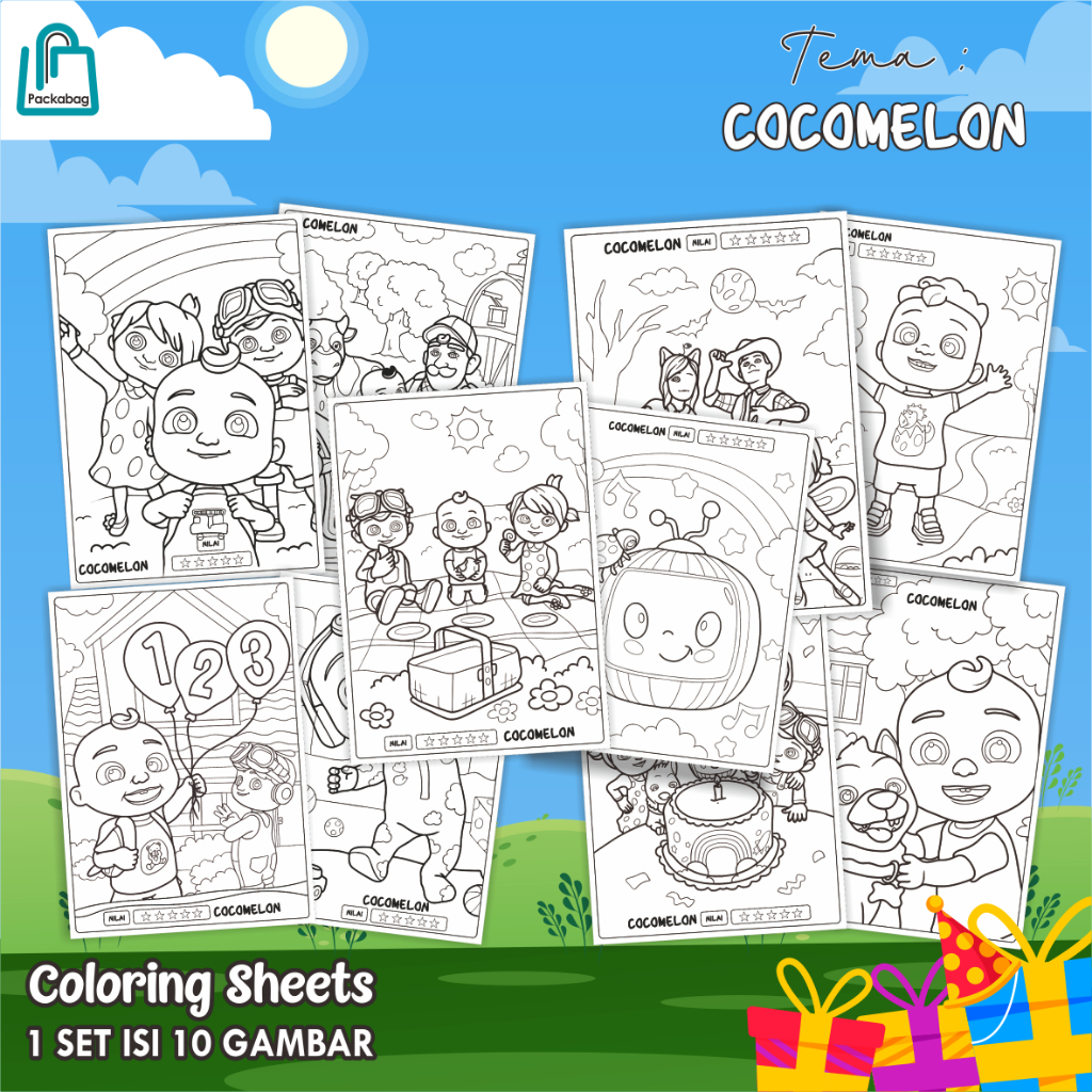 

KERTAS MEWARNAI A4 – 10 LEMBAR GAMBAR ANAK (COCOMELON, BABY SHARK, PINKFONG) PER MAINAN EDUKATIF